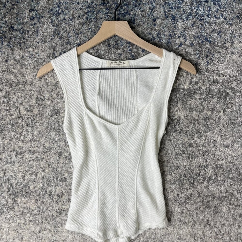 We The Free White Ribbed Tank Top